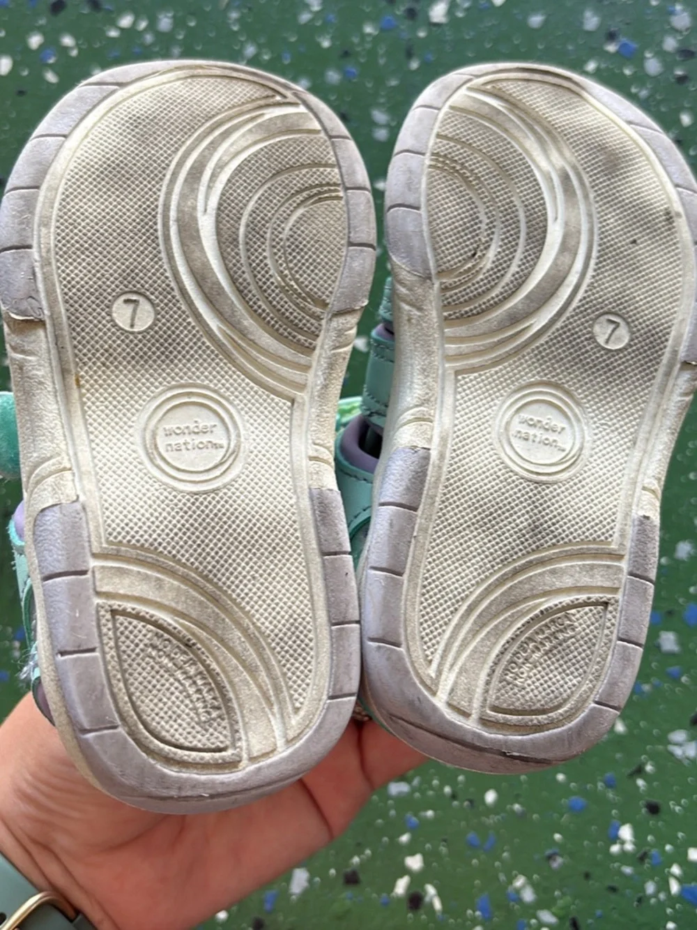 Wonder Nation Kids Mint & Lavender Active Sandals - Comfort Play Shoes 7